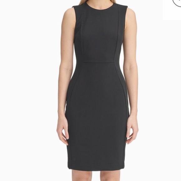 calvin klein black dress with gold zipper in back